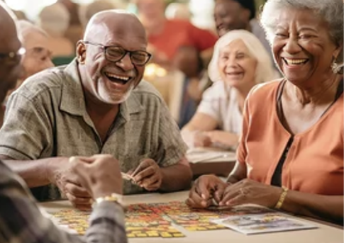 A group of people are sitting around a table, playing a game. AI generated content
